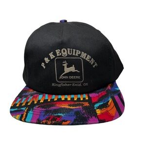 John Deere Black trucker hat SnapBack Cap 90s‎ western country farming Oklahoma